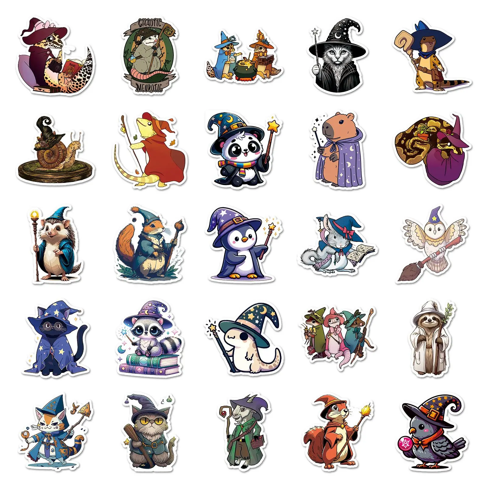 10/50PCS Cute Gothic Witch Animals Graffiti Stickers Funny Goth Wizard Decals Toy DIY Skateboard Phone Fridge Notebook Sticker