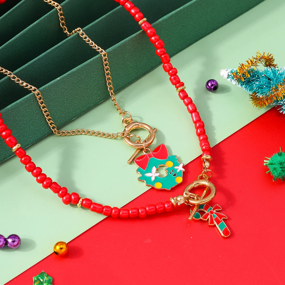 Aihua Neue Mode Weihnachten Halskette für Frauen Mädchen Santa Claus Deer Glocke Weihnachten Stern Baum Anhänger Halskette Neue Jahr Geschenke – Detail 11