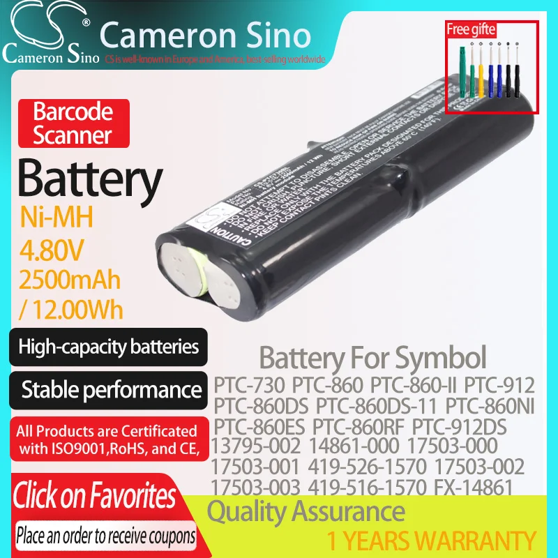 CameronSino Battery for Symbol PTC-730 PTC-860 PTC-860-II PTC-860DS fits Symbol 13795-002 419-516-1570 Barcode Scanner battery