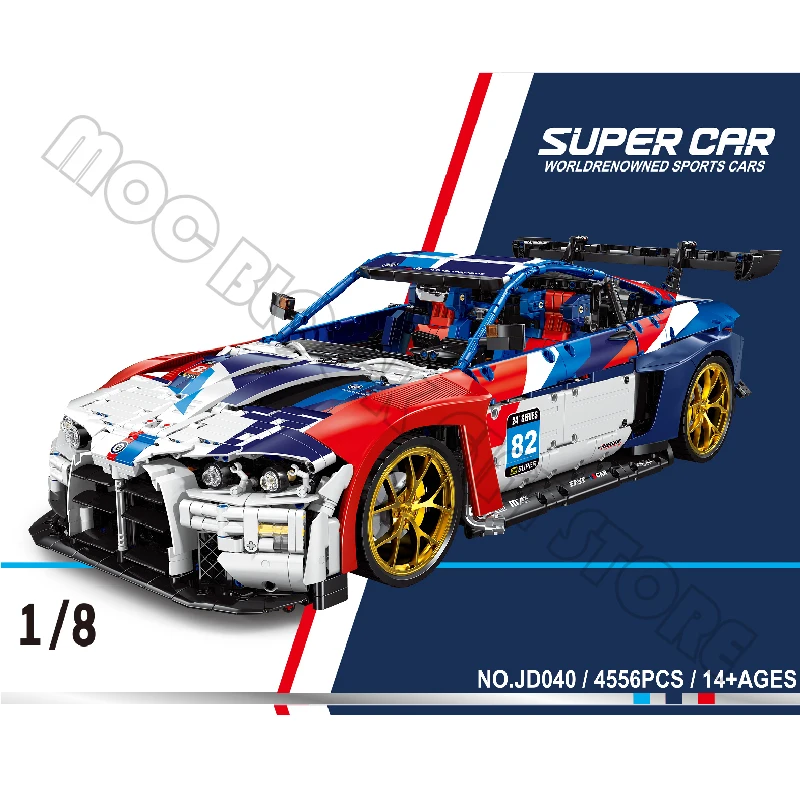 High-Tech Super Power Speed Racing Car Model M4 Track Hypercar JD040 Building Block Brick 1:8 Scale Children MOC Toys Boy Gifts