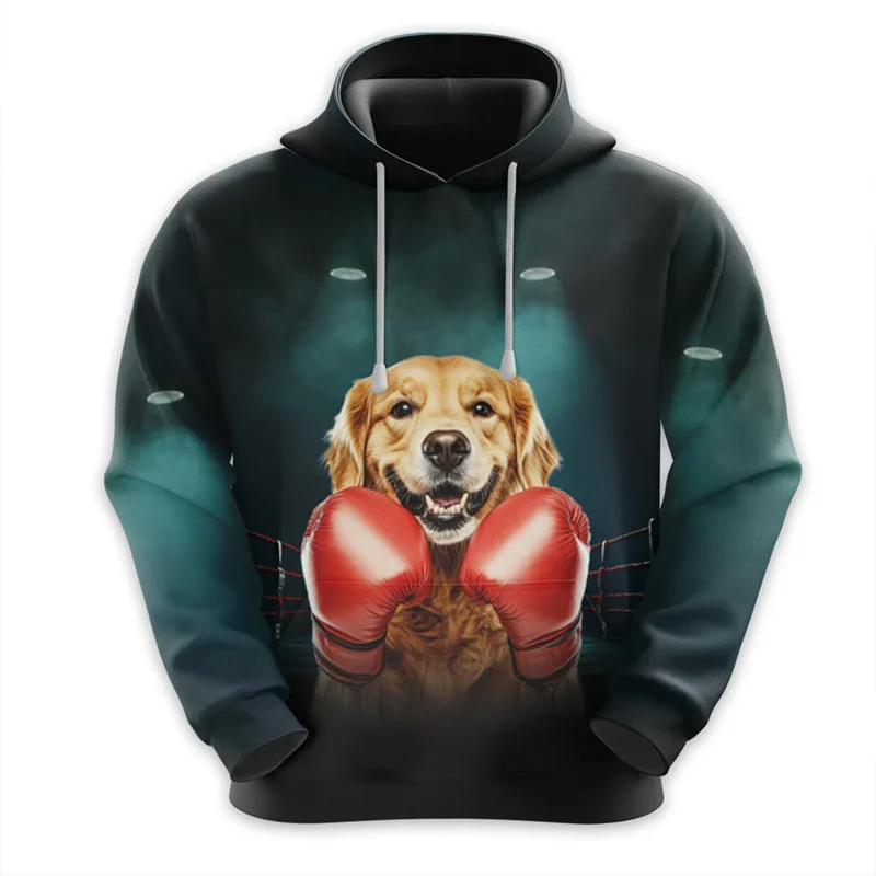 3D Printed Funny Boxer Dog Hoodie For Men Cute Chihuahua Corgi Pattern Long-Sleeved Pullover Personality Sweatshirt Kids Tops