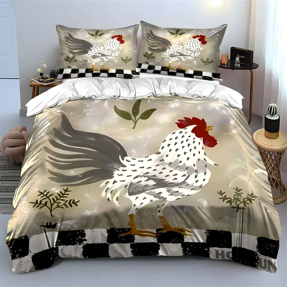 Rustic Farm Chicken Wall Decor Multiple sizes kid's and adults' bedroom Exquisite 3PC bedding set, gift