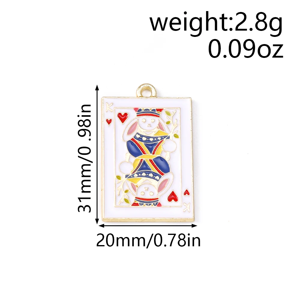 Leslie 10 Stück Emaille Poker Spielkarten Charms Metall Ace Joker Charms für Ohrringe Schlüsselanhänger Schmuckherstellung Diy Zubehör – Detail 1