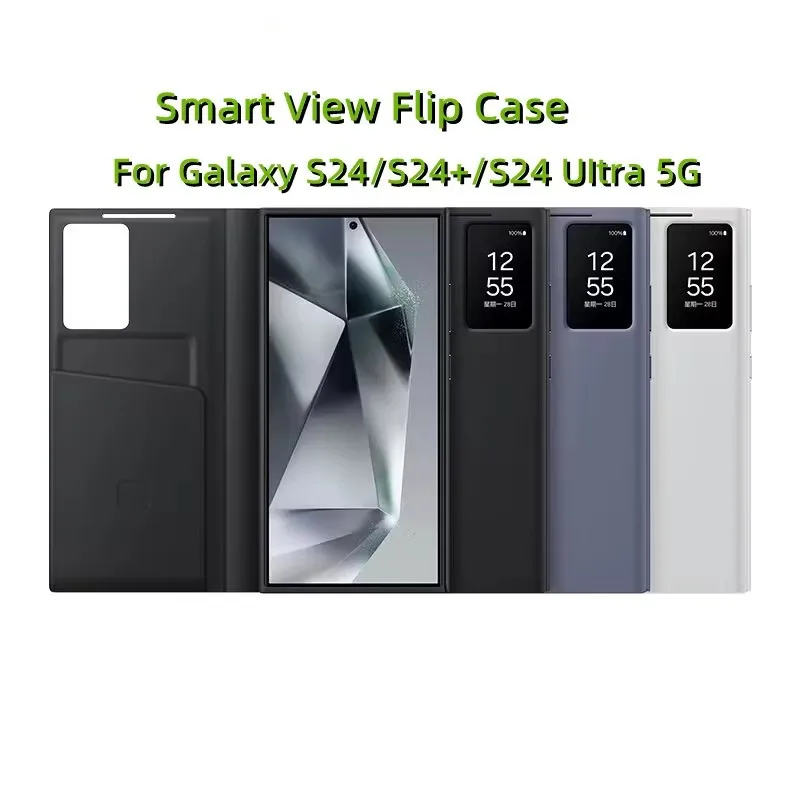 

Original S24 5G Smart View Wallet Flip For Samsung Galaxy S24 Ultra S24+/Plus S24 5G S-View Phone Case Cover With Box