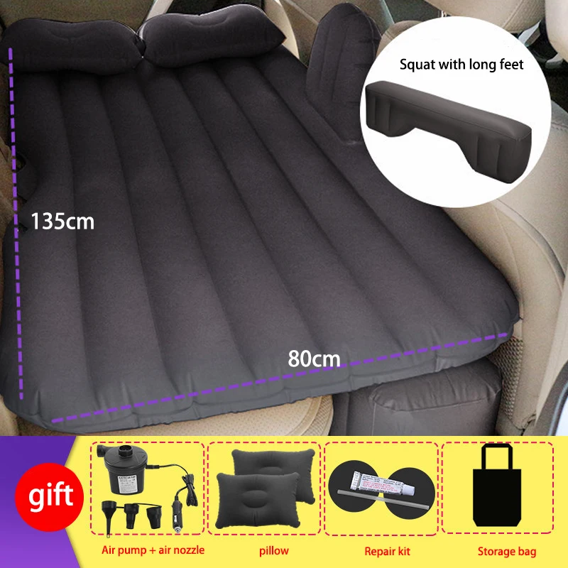 New Car Inflatable Bed Air Travel Mattress PVC and Flocking Car Inflatable Bed Adults Beige Black Gray for For Most Small car