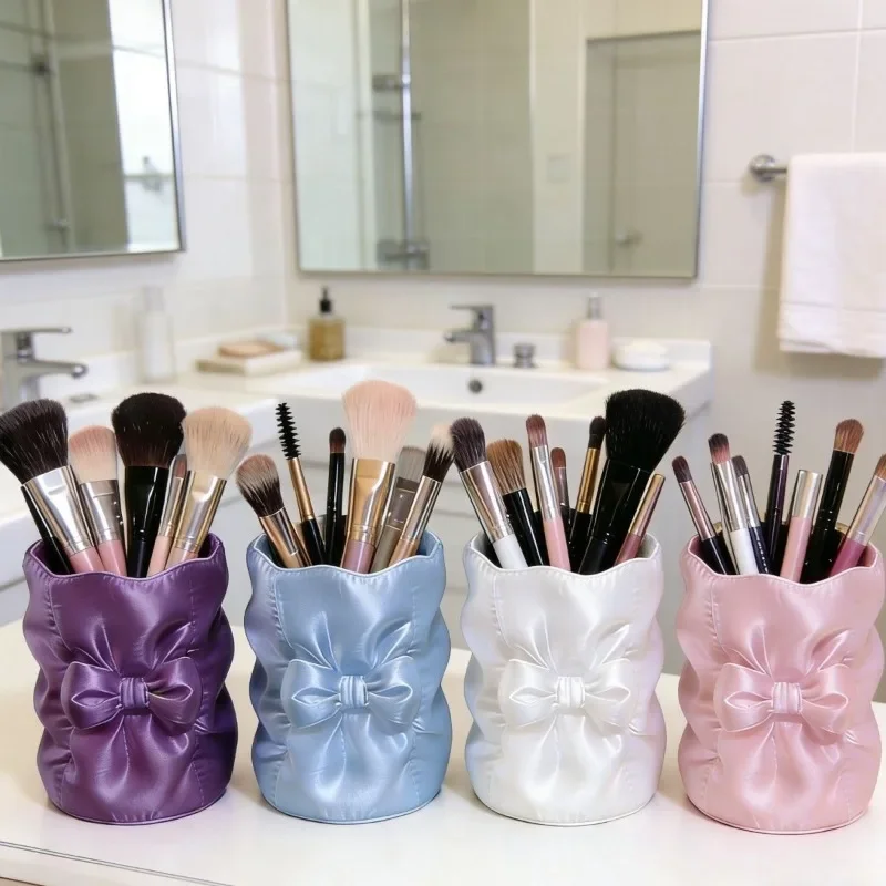 3D Printed Bow Makeup Brush Holder Cosmetic Brush Storage Cup Portable MakeUp Organizer Pouch Desk Beauty Tools Container Boxs