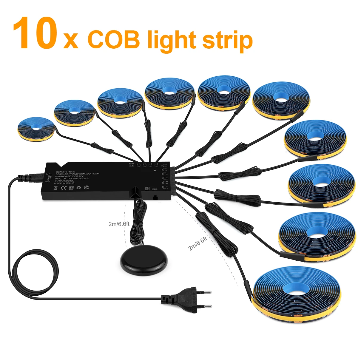 1-10 Stuks Zwarte PCB COB Strip Wandlamp Geluiddichte Paneel Decor, Sterke Verberging Bevorgt geen Esthetiek, Touch Dimmen Swtich