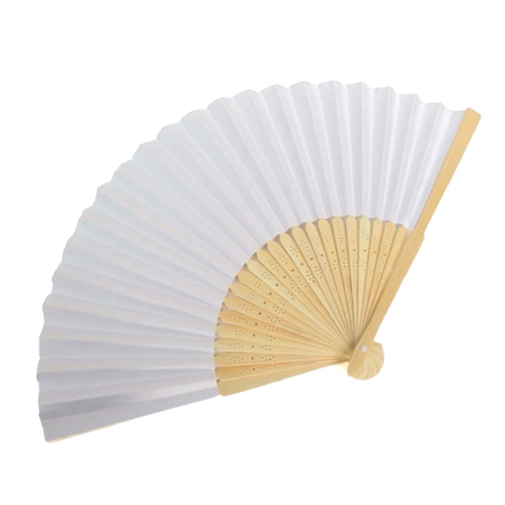 Blank White DIY Paper Decorative Fans Hand Practice Foldable Paper Fan Hand-painted Personalized Elegant for Dance Cosplay Props