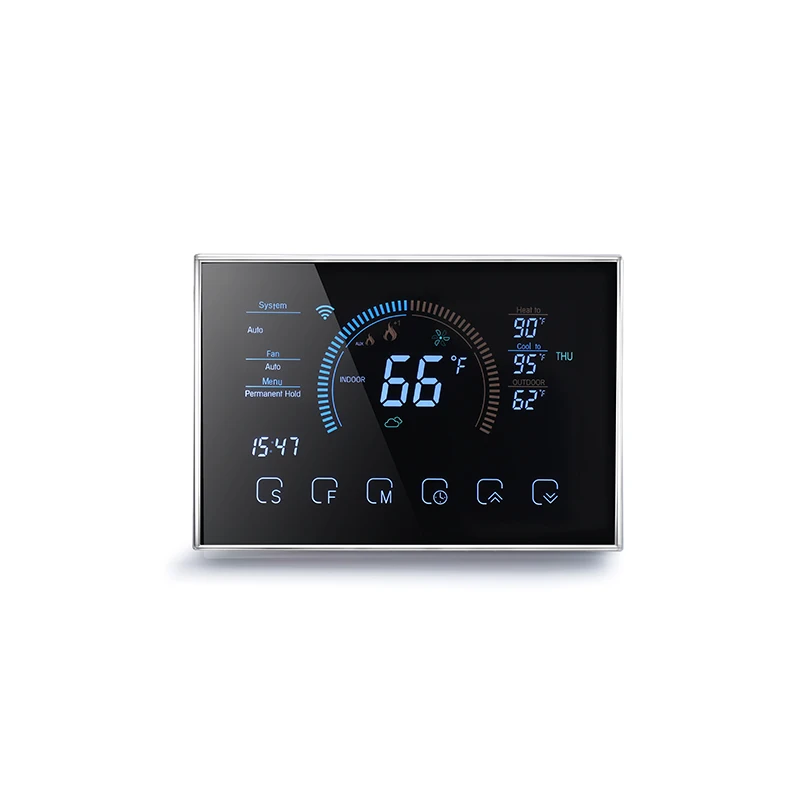 WiFi Enabled Smart 24V Heat Pump Thermostat ABS Plastic HVAC Controller for Energy Saving Floor Heating Systems