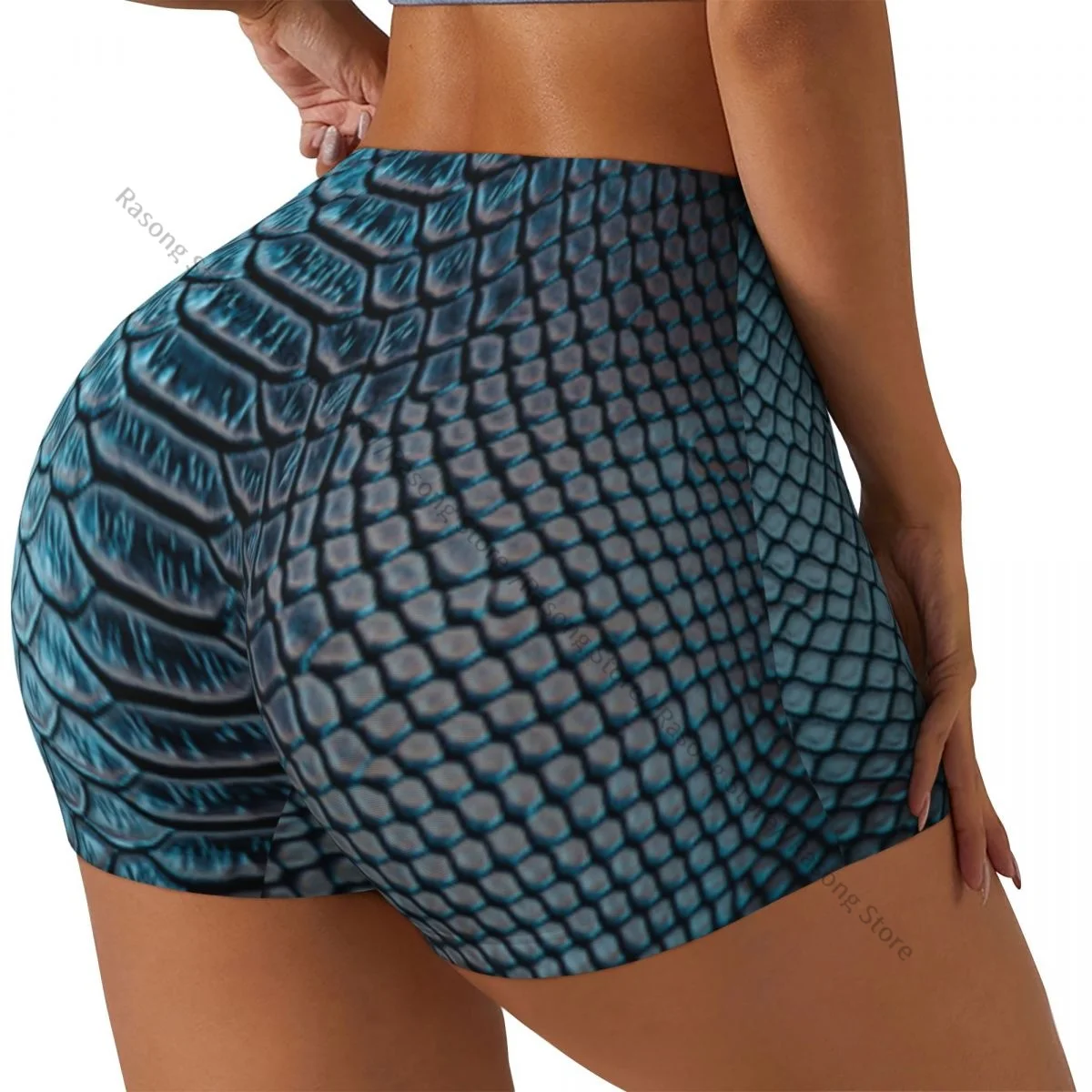 Sexy tight hip sports shorts Snake Skin Texture Background fitness women's comfortable yoga shorts