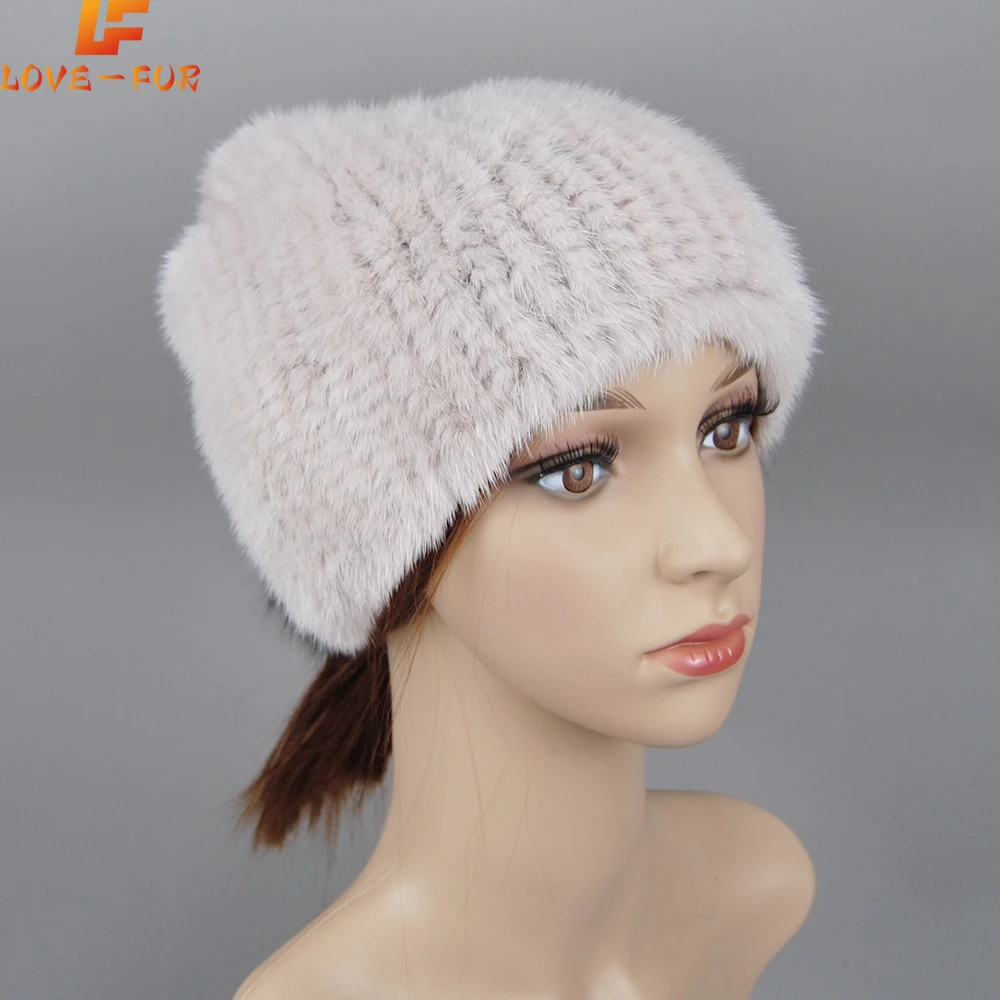 

2024 New Style Female Winter With Mink Fur Pompons Elegant Luxury High Quality Ladies Beanie Hat Whole Genuine Mink Fur Hats