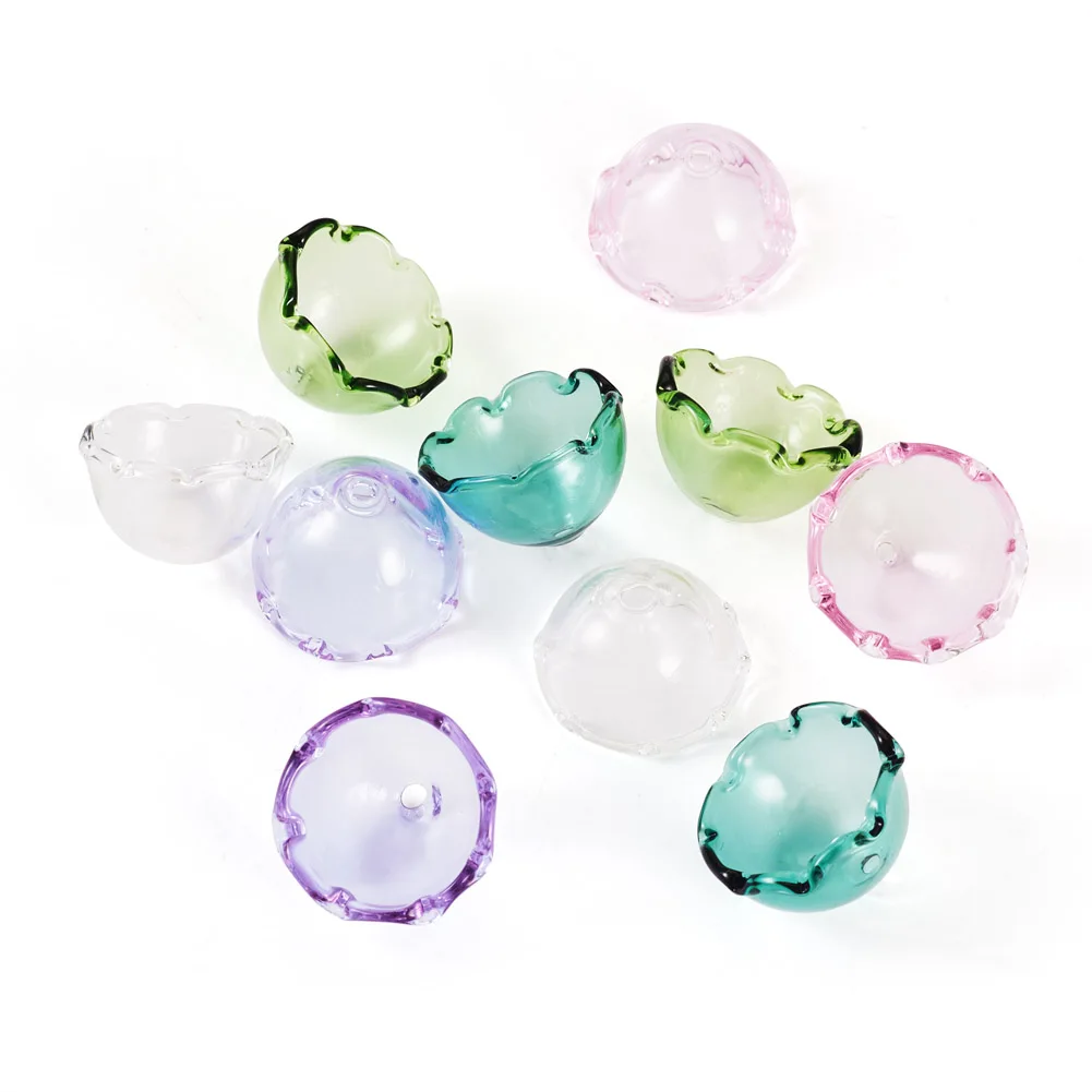 10Pcs Glass Bead Cone Multi-Petal Flower Loose Spacer Bead for Earrings Bracelet Necklace Wind Chime Jewelry Making DIY Findings