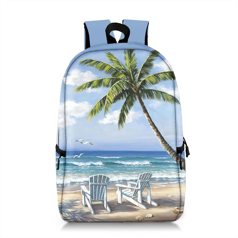 Tropical Hawaiian Beach Style Backpack Sunset Coconut Palm Tree Women Rucksack Summer Shoulder Bags for Travel Laptop Backpack