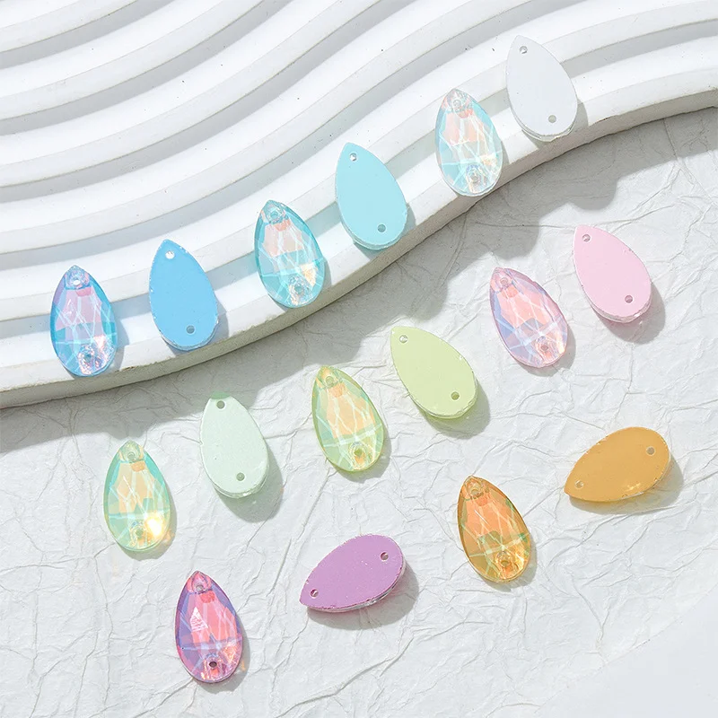 5 Sizes Teardrop Sew On Rhinestones Glitter Glass Flatback Sewing Crystal стразы для рукоделия For DIY