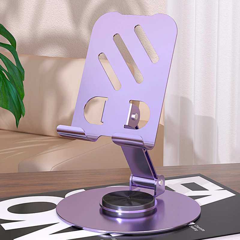 Soporte de metal para teléfono, ajuste de rotación de 360 grados, plegable, para tableta perezosa, soporte para teléfono de escritorio