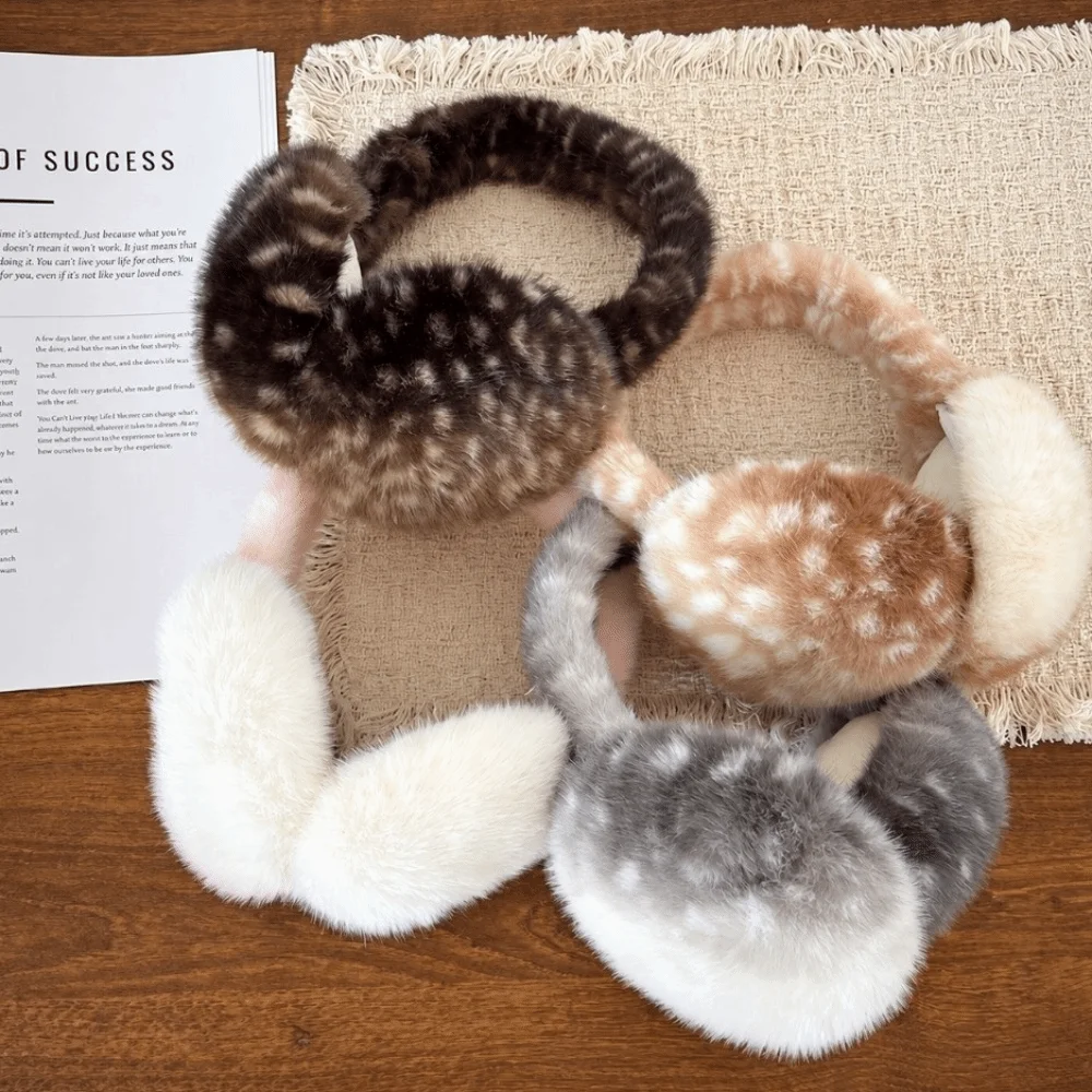New Elk Ear Muffs Leopard Print Folding Winter Earmuffs Thickened Warm Ear Warmer Women