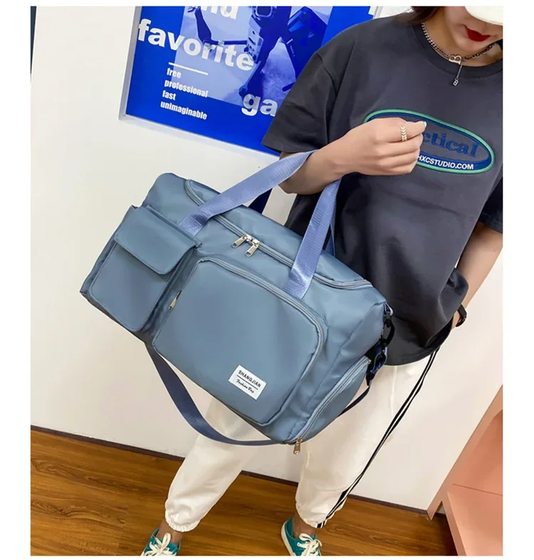 Bolsa de viaje de gran capacidad para mujer, bolsa de gimnasio para fin de semana, bolsas de lona para la noche con comp