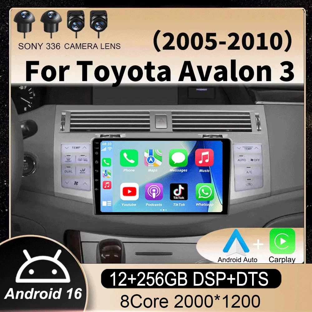 

Android 16 Carplay Auto Car Radio For Toyota Avalon 3 2005-2010 Multimedia Video Player Stereo GPS Navigation WIF DSP 2din DVD