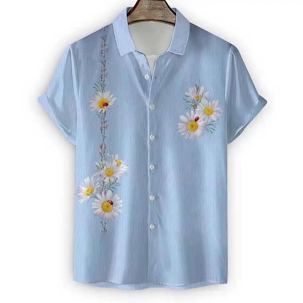

ort Sve Printed irt Roll Collar Roll up Cuff Stand Fit Polyester Fiber Youthful Sle Printed irt for Autumn