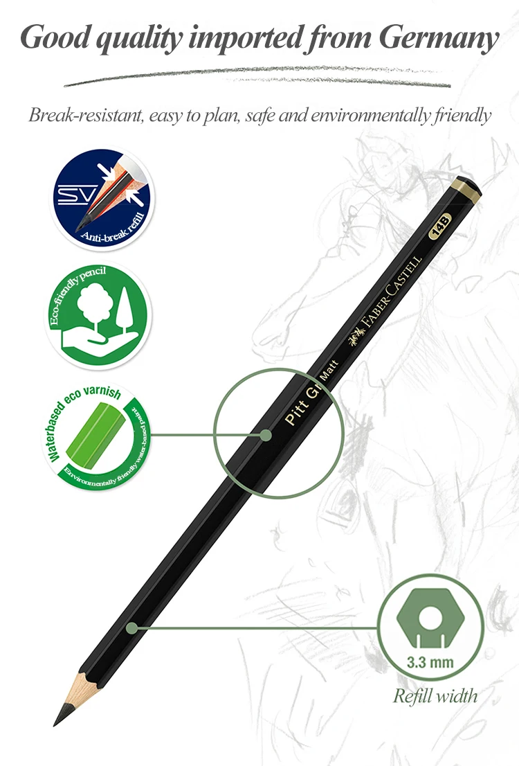 Faber-Castell Matte Sketch Pencil Painting Art Graphite Pencils Shading Writing Sketch Drawing Design Art Supplies 8/12pcs Set – Detail 12