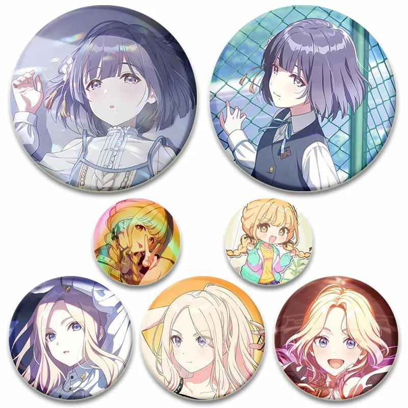 

Music Game Gakuen Idolmaster Tinplate Brooch Cute Cartoon Girls Kotone Fujita Saki Hanami Pins Jewelry Badge Gifts for Friends