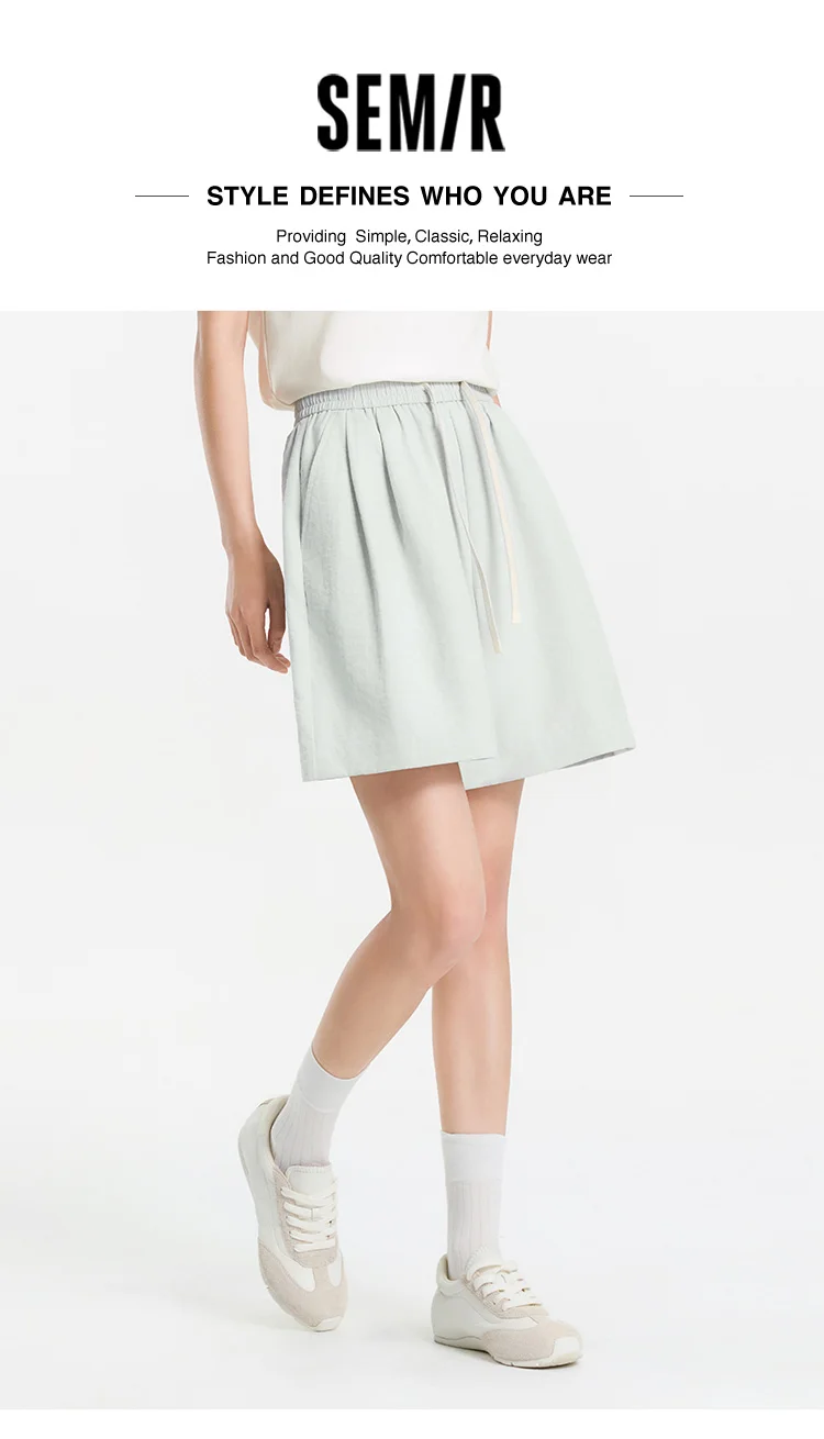 Semir Womens Shorts 2026 Pleated Texture Draped Elastic Waist A Line Loose Casual Style