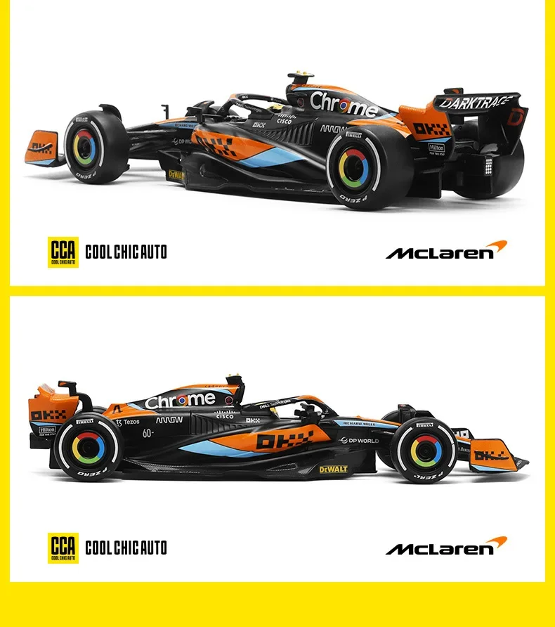 CCA 1:24 New McLaren F1 Team 2023 MCL60 4# Lando Norris 81# Oscar Piastri alloy car model toy series collection gift