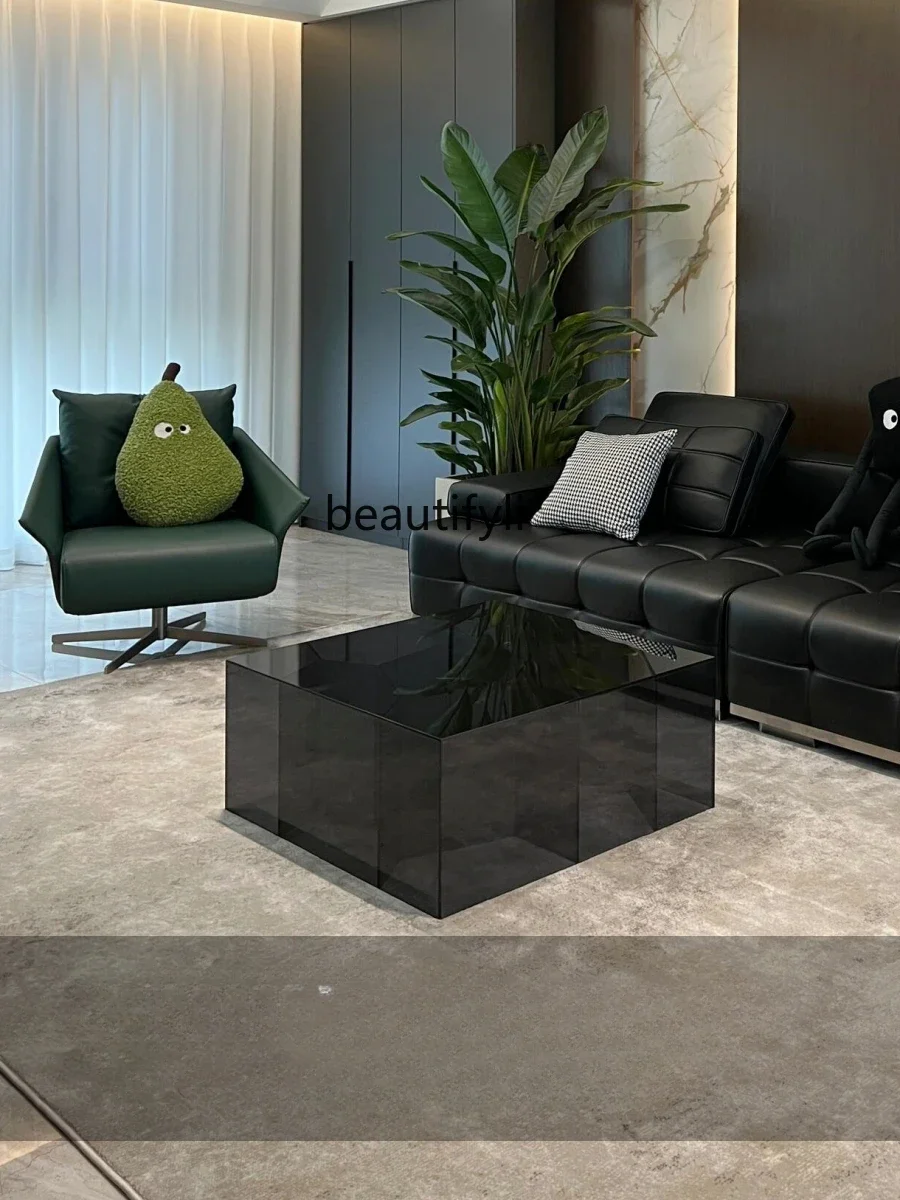 

Asmt51 ss Designer glass coffee table living room Italian minimalist coffee table light luxury modern square creative tea table