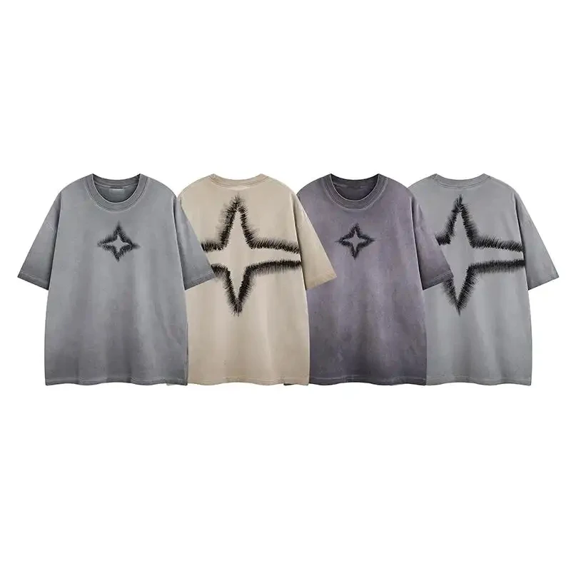 

Vintage Street Fashion T-Shirt For Men Printed Design Stylish Summer Loose Casual Niche Designer Style Short Sleeve Streetwear H