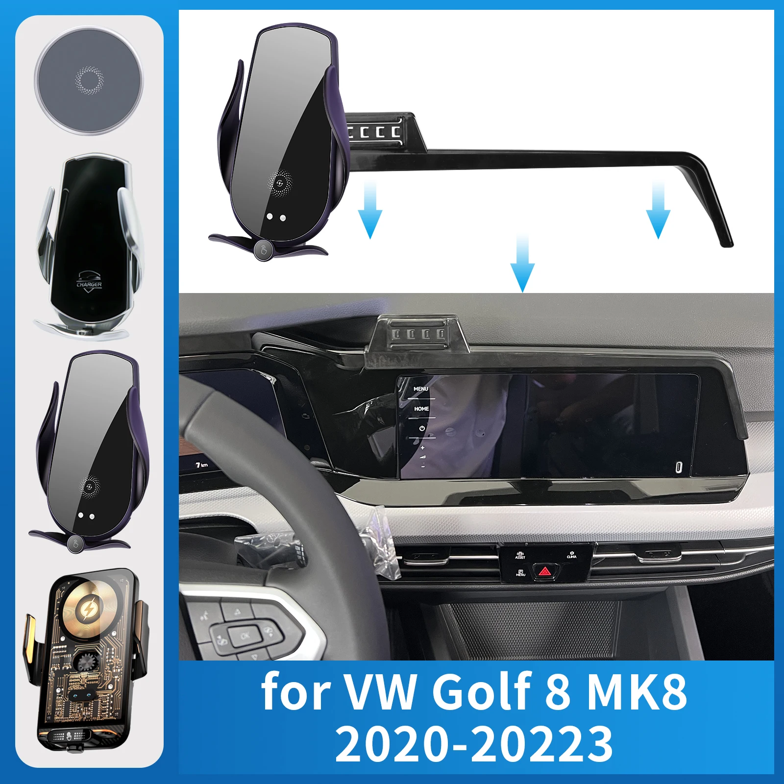 حامل هاتف السيارة المحمول ل Volkswagen VW Golf 8 MK8 2020 2021 2022 20223 شحن قوس الملاحة حامل اكسسوارات السيارات