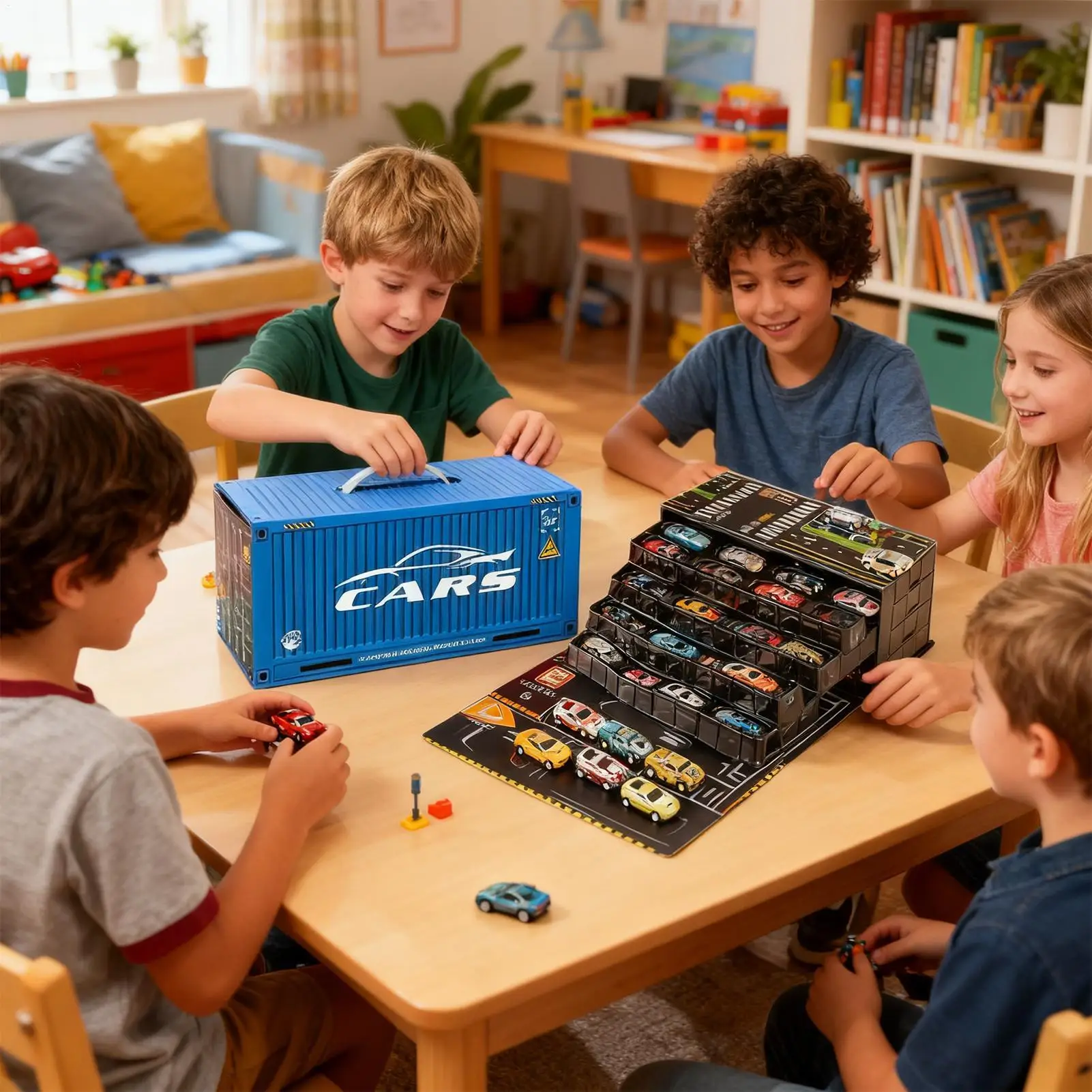 Pull Back Toy Car Small Learning Vehicles 48 Pieces Racing Toys With Play Mat For Kids Boys Home Travel Bedroom Classroom