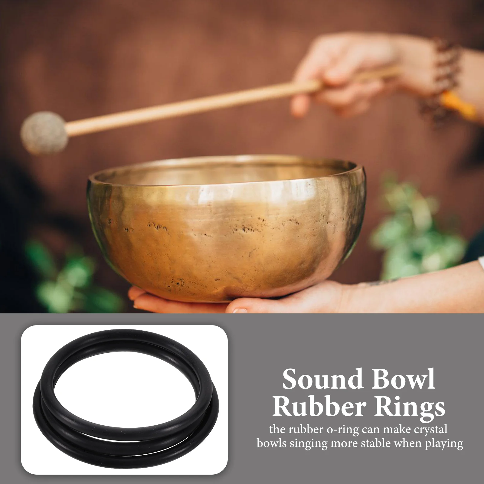

3pcs Music Rubber Ring Singing Mat Sound Bowl Cushion Tibetan Bowl Gasket Black Ring Accessory Instruments for Crystal
