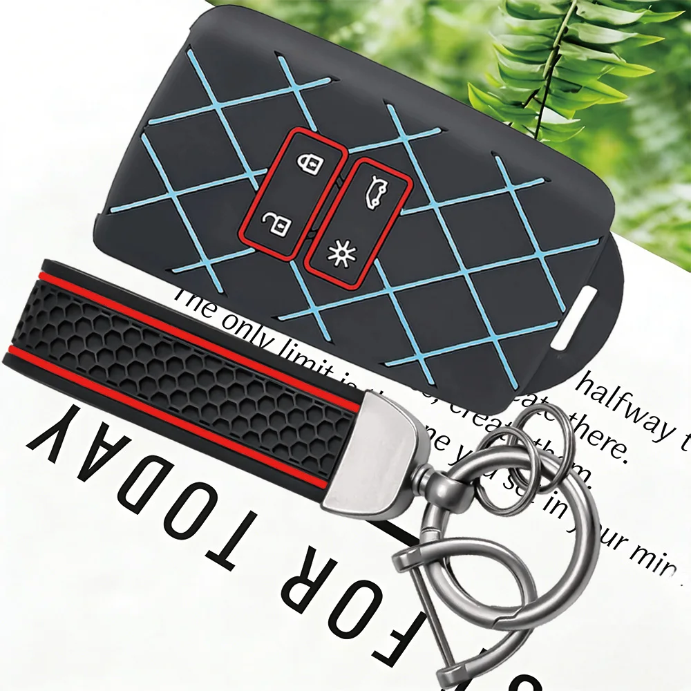 Rhombus Texture Key Cover With Keychain for Renault Dacia Austral Captur Arkana Zoe Sandero Duster Logan Kadjar Clio