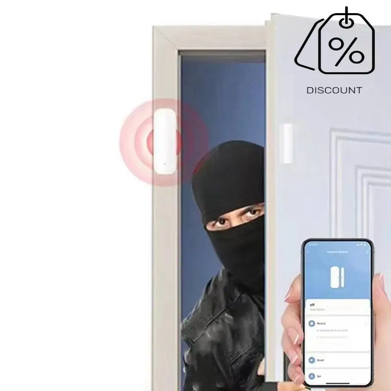 AS95-Tuya Wi-Fi умный датчик двери, окна, домашний магнитный детектор для внутренней двери, совместимый с Alexa и Google Home