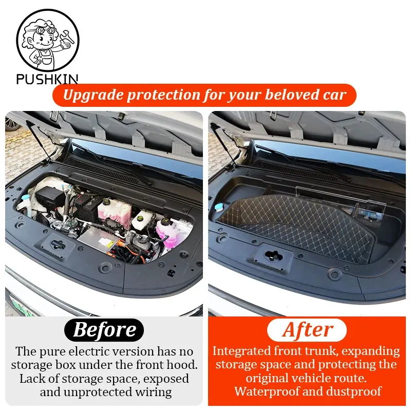 For Leapmotor C10 EV 2024 2025 the newest car front trunk organizer, engine hood storage box, auto accessories