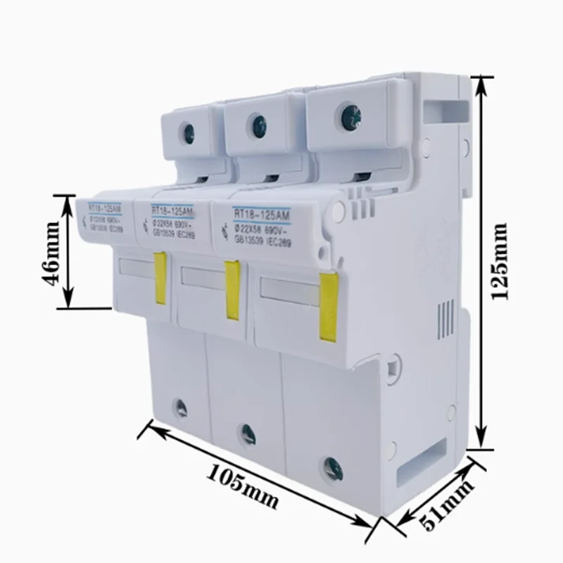 RT18-125AM RT18L-125 3P fuse holder base 125A 22 * 58mm fuse holder 22x58 low voltage fuse switch Standard AC 690V