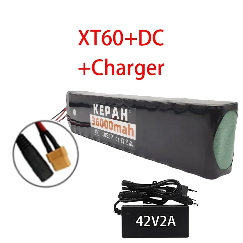 36 V 36 Ah oplaadbare lithiumbatterij 18650 10S3P 500 W vermogen gemodificeerde 36 V elektrische scooterbatterij met BMS, SYP XT60 JST