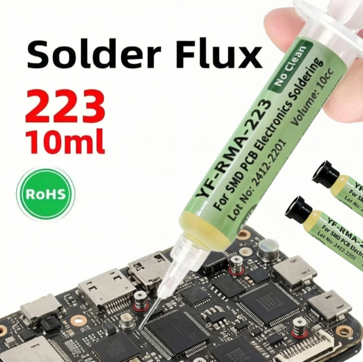 YF-RMA-223 Lötpaste 10CC Nadelröhrchen-Typ Rosin-Lötfett Reparatur-Schweißöl für Handy-PCB BGA SMD Rework