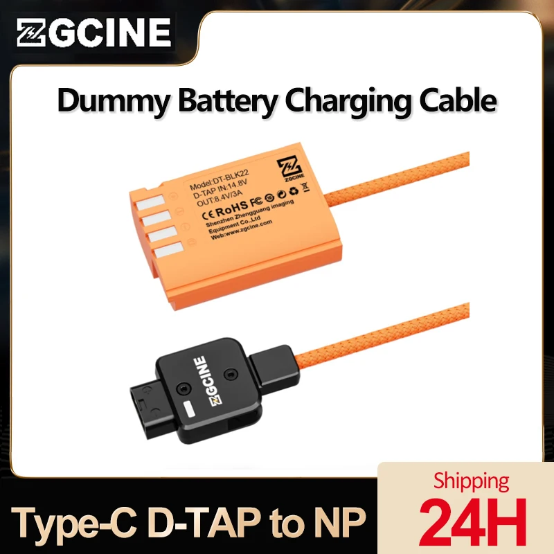 ZGCINE Type-C D-TAP to NP Dummy Battery Charging Cable for Panasonic Sony Nikon Canon Fujifilm Cameras DT-FW50 DT-W126 DT-W235