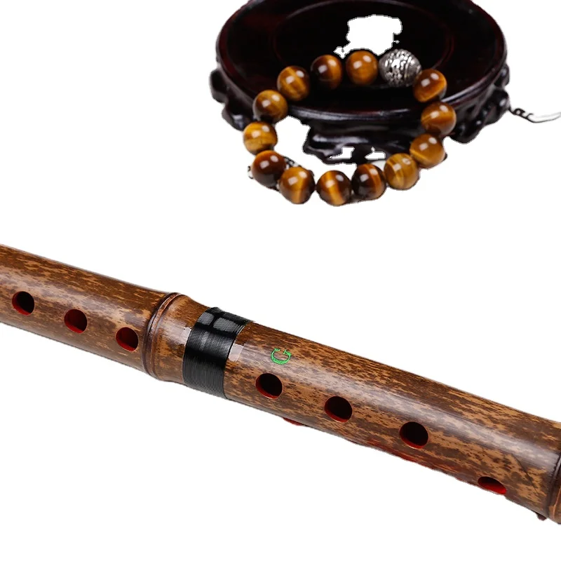 Hooqu Seruling Gua Bambu Ungu Mugwort Cina 8 Lubang Bambu Ungu Profesional Bertiup Baik Kirim Aksesori Profesional
