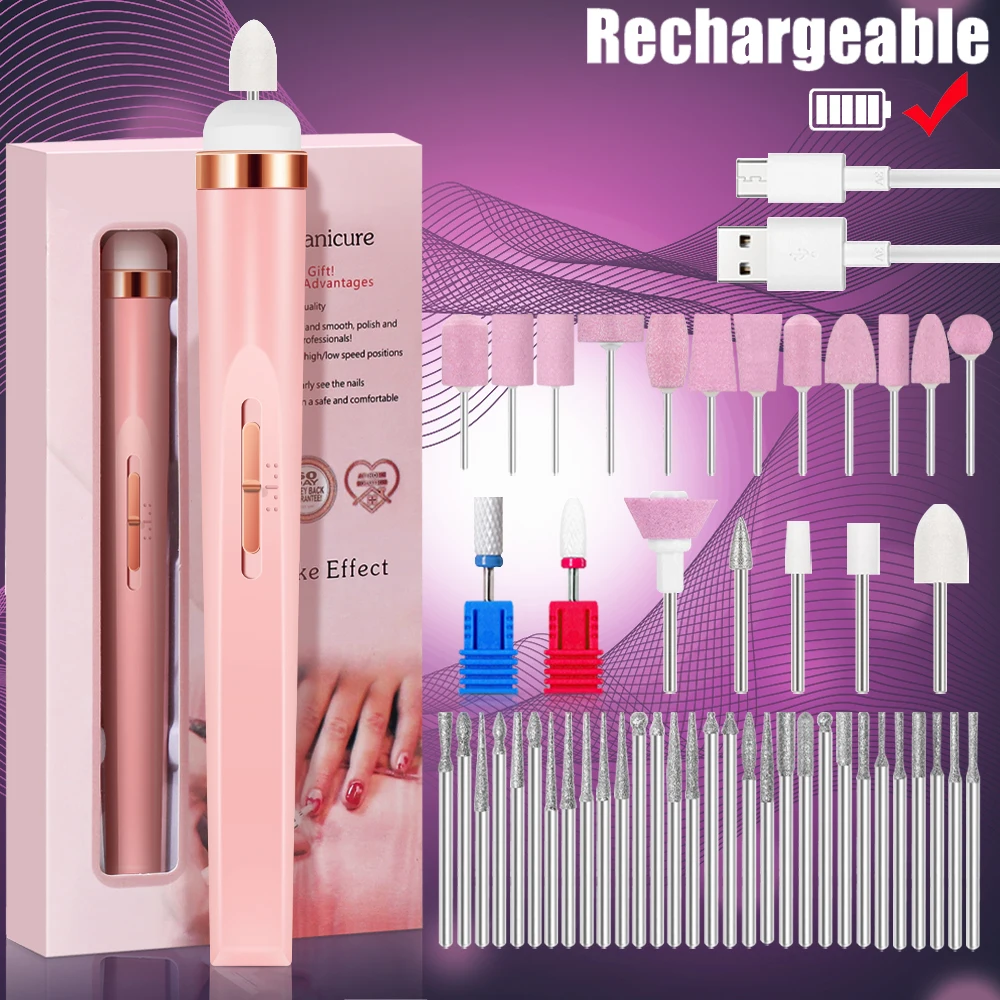 

YIKOOLIN Portable Manicure Set with 4 Adjustable Speeds Nail Care Kit Manicure & Pedicure Tools for Exfoliation And Polish
