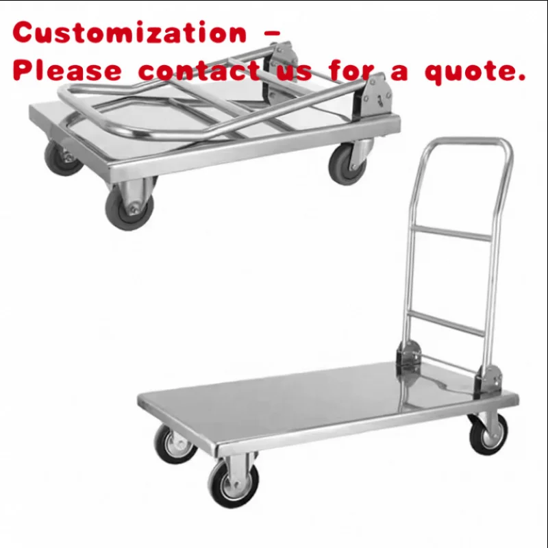 

custom.Stainless Steel Hand Truck with Wheels Trolley Cart Industrial Platform Truck Used Warehouse/Restaurant Transport