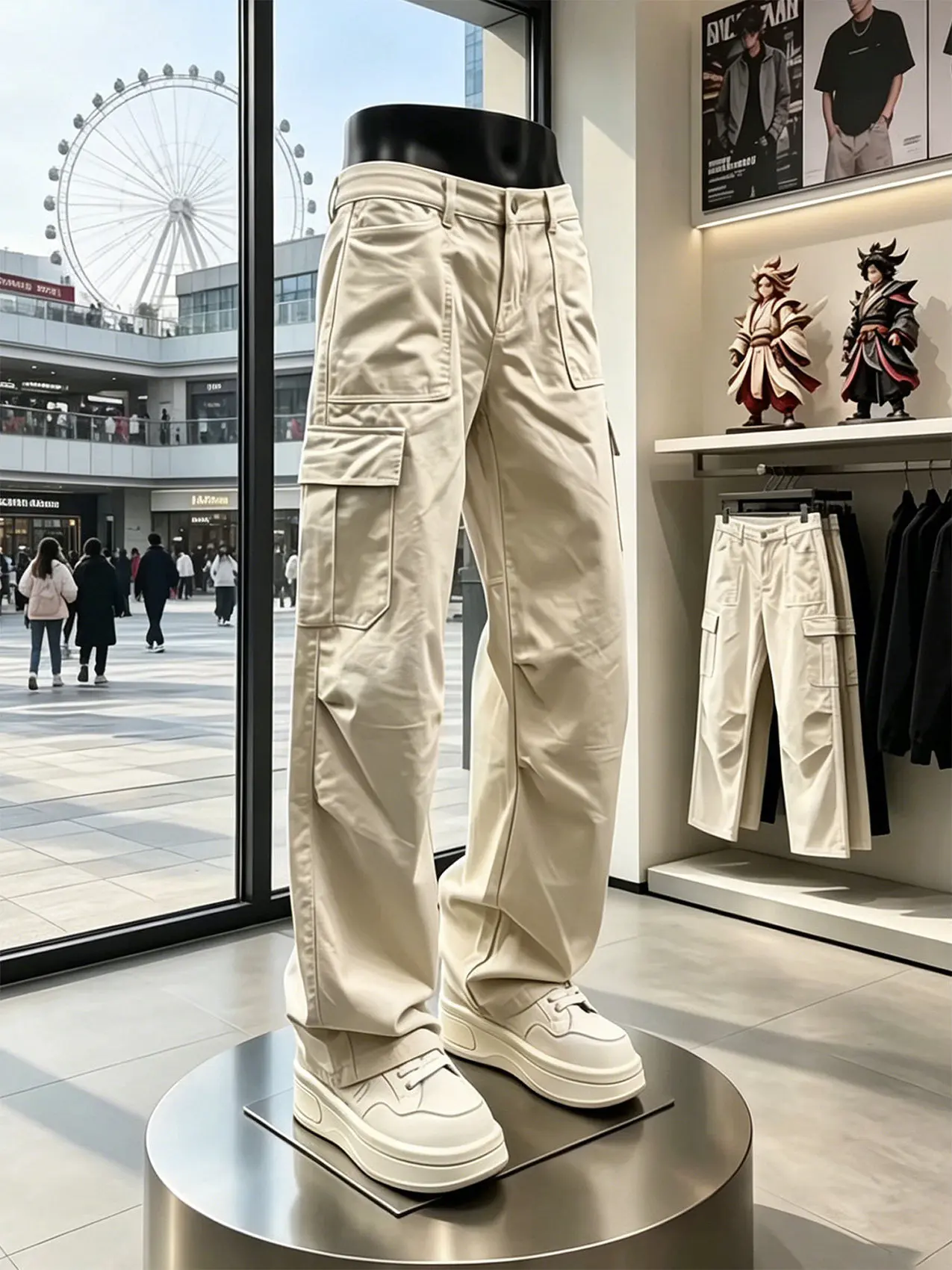 

American Style Casual Cargo Pants Men Summer Thin Multi-Pocket Functional Trousers Loose Straight Leg Casual Long Trousers