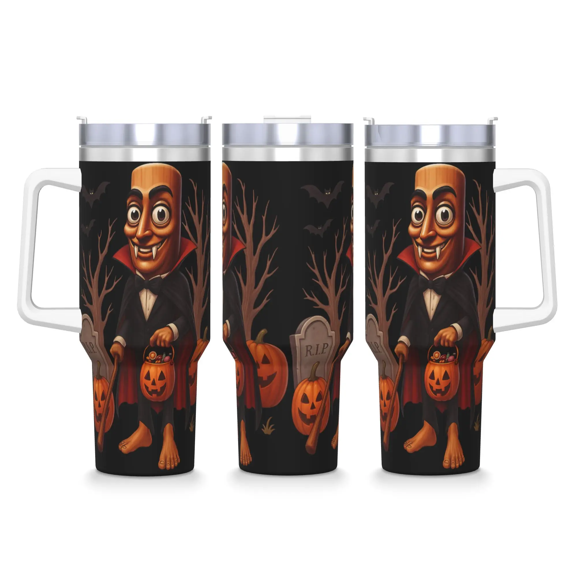 Tung Tung Sahur Halloween Vampire Brainrot Tumbler Hot Drinks Water Bottle Leakproof Stainless Steel Coffee Mug Driving Car Mugs