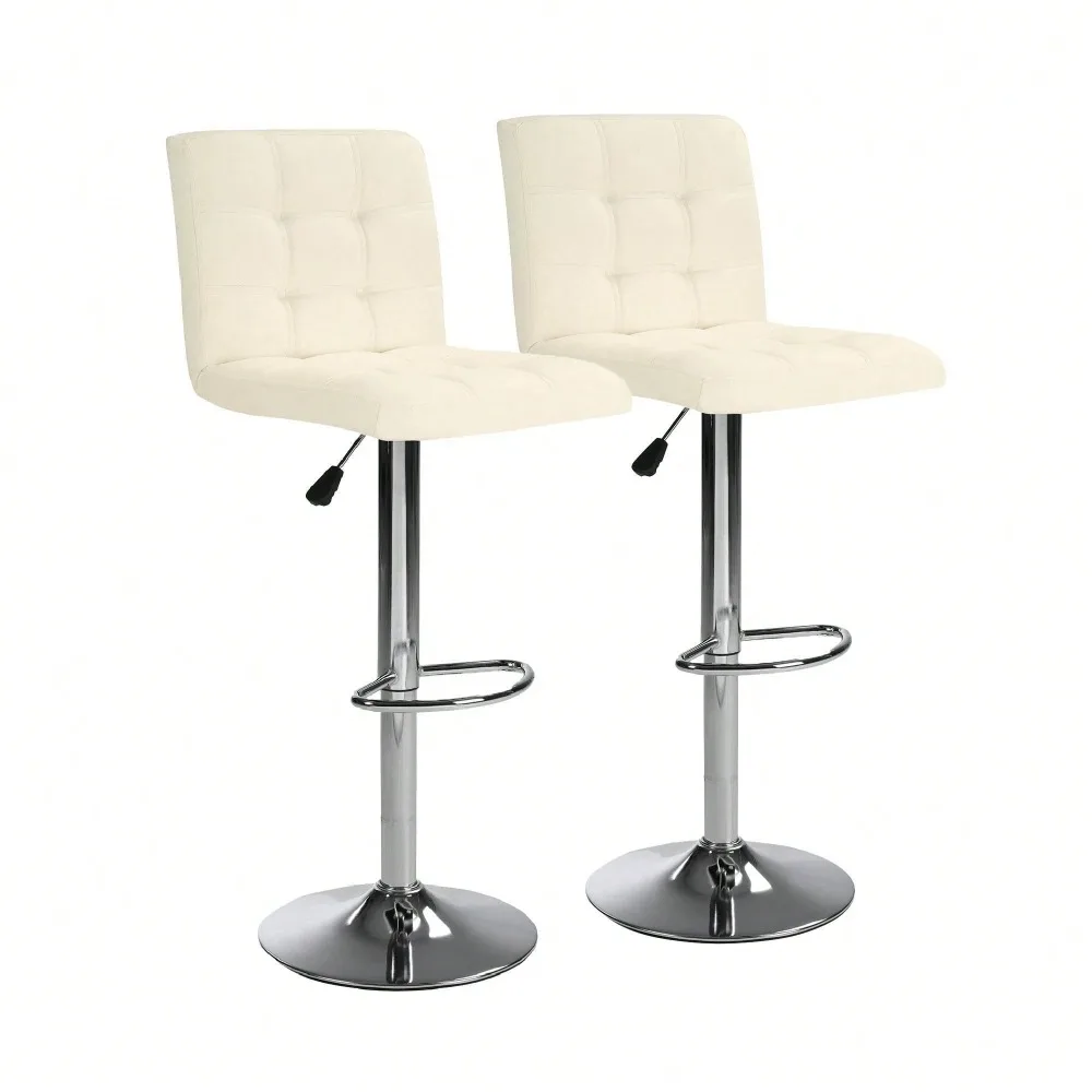 

Bar Stools 1 Set of 2, Counter Height Bar Stools, Square Cushion Bar Stools with Back, Footstool, Cafe, White, 2 pieces