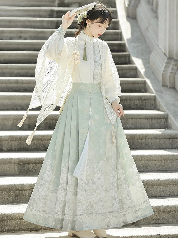 Ensemble de style national Lolita original, frais et élégant, nouvelle robe Lolita, printemps Cos Hanfu Sweet Loli, chemise demi-jupe, ensemble châle