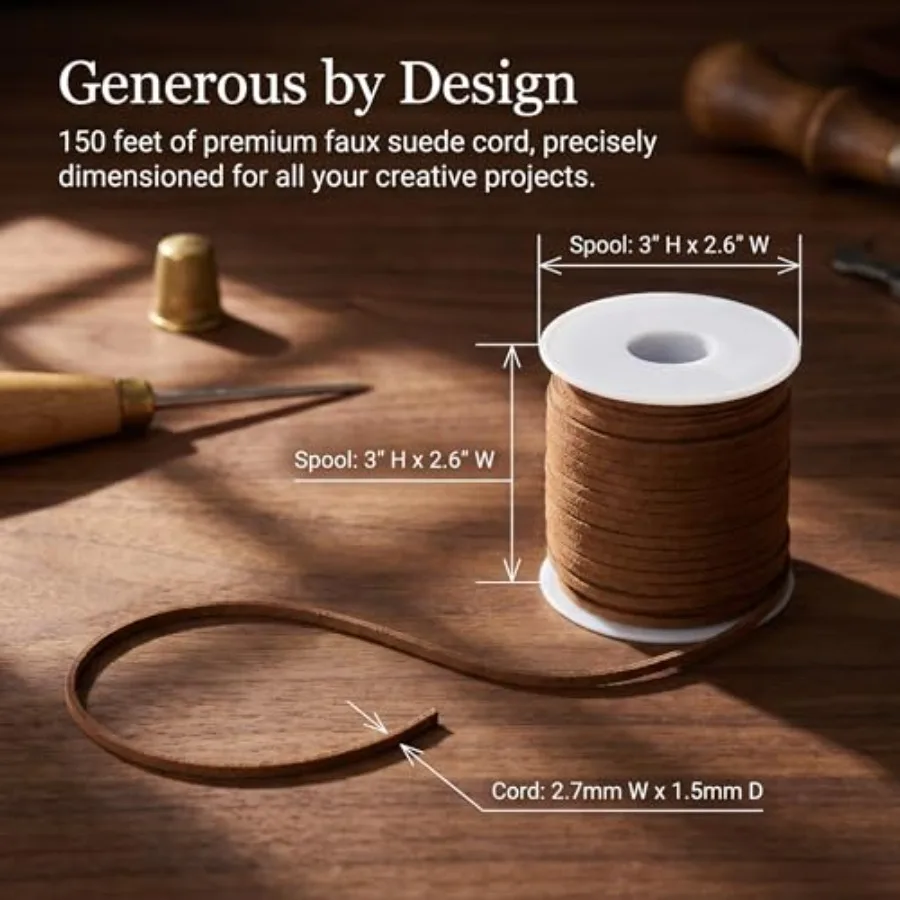 Flat Leather String Cord, 50 Yards Flat Suede Cord for Jewelry Making, Necklace Beading, Crafts and Boot Shoelaces DIY Handmade