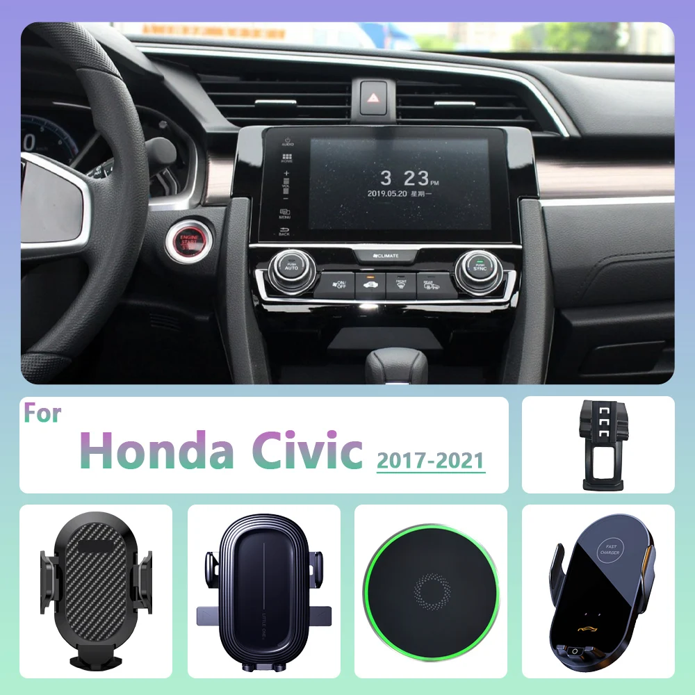 For Honda Civic 2017 2018 2019-2021 Car Phone Holder Wireless Charging Magnetic Phone Holder Car Magsafe Support Accessories