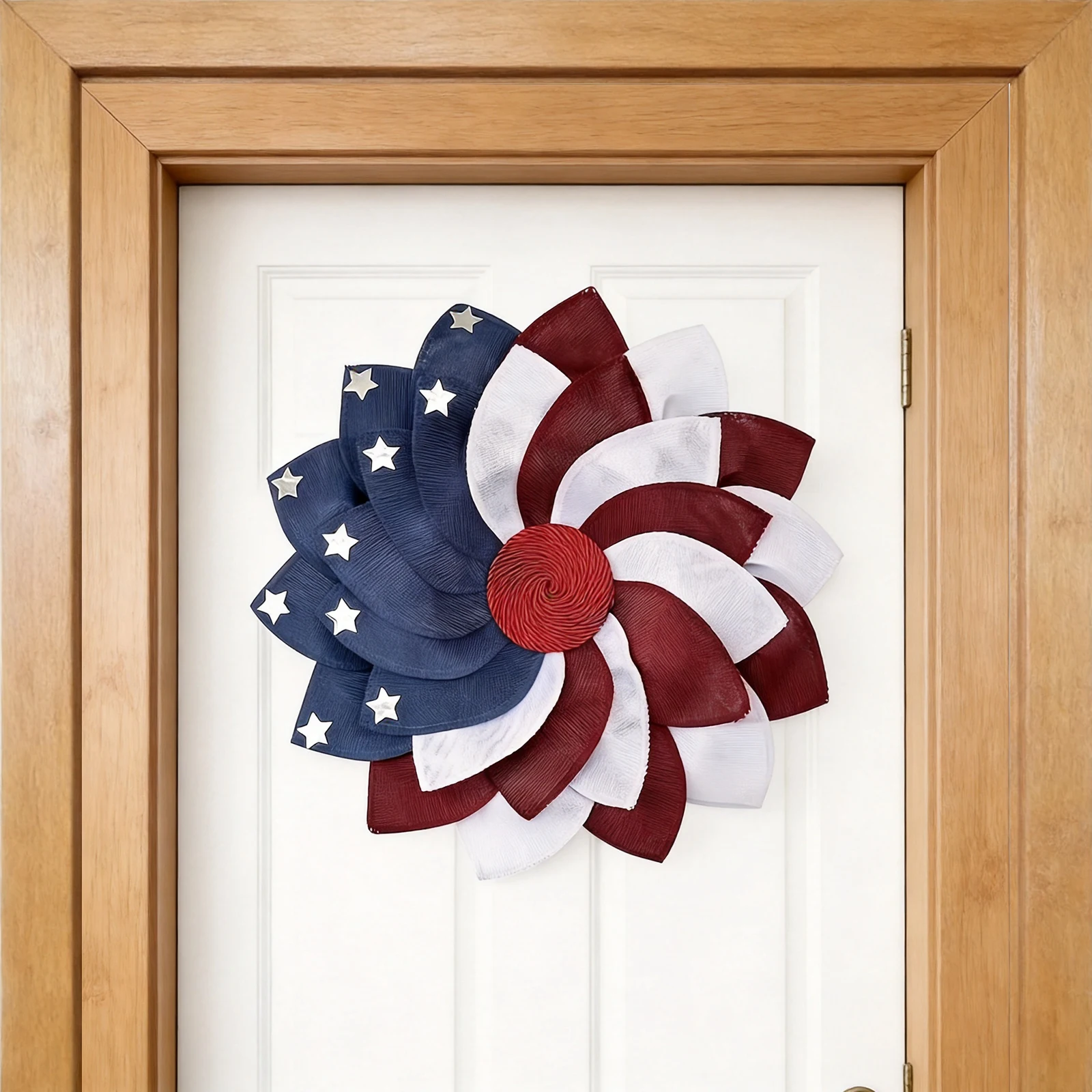 16 Inch Patriotic Wreaths for Front Door Red White and Blue Wreath American Flag Theme Garland for Independence Day Decorations