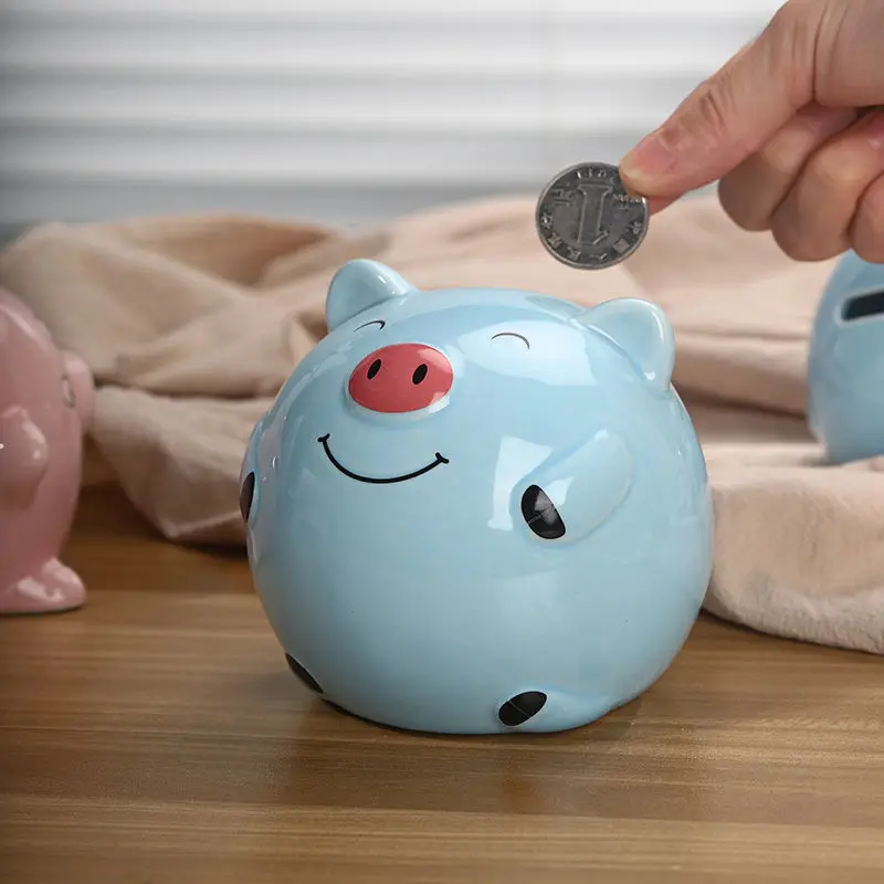 Cute Cartoon Little Pig Money Jar, Ceramic, Cute and Cute Da Wei Pig Change Money Jar, Children's Birthday Gift, Financial Gift